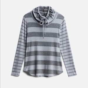 Dark and light gray striped top